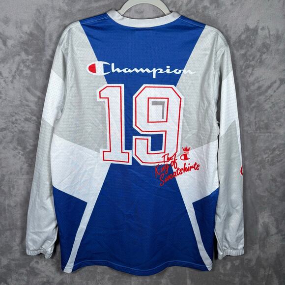 Vintage Champion Jersey Shirt Y2K King of Sweatshirts Blue Red Sz Medium - Picture 2 of 7